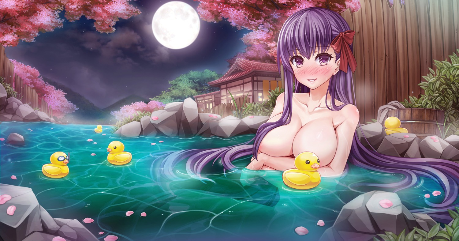 areola bathing bb_(fate/extra_ccc) breast_grab breast_hold breasts fate/extra fate/extra_ccc fate/stay_night naked no_bra onsen sunimu wet