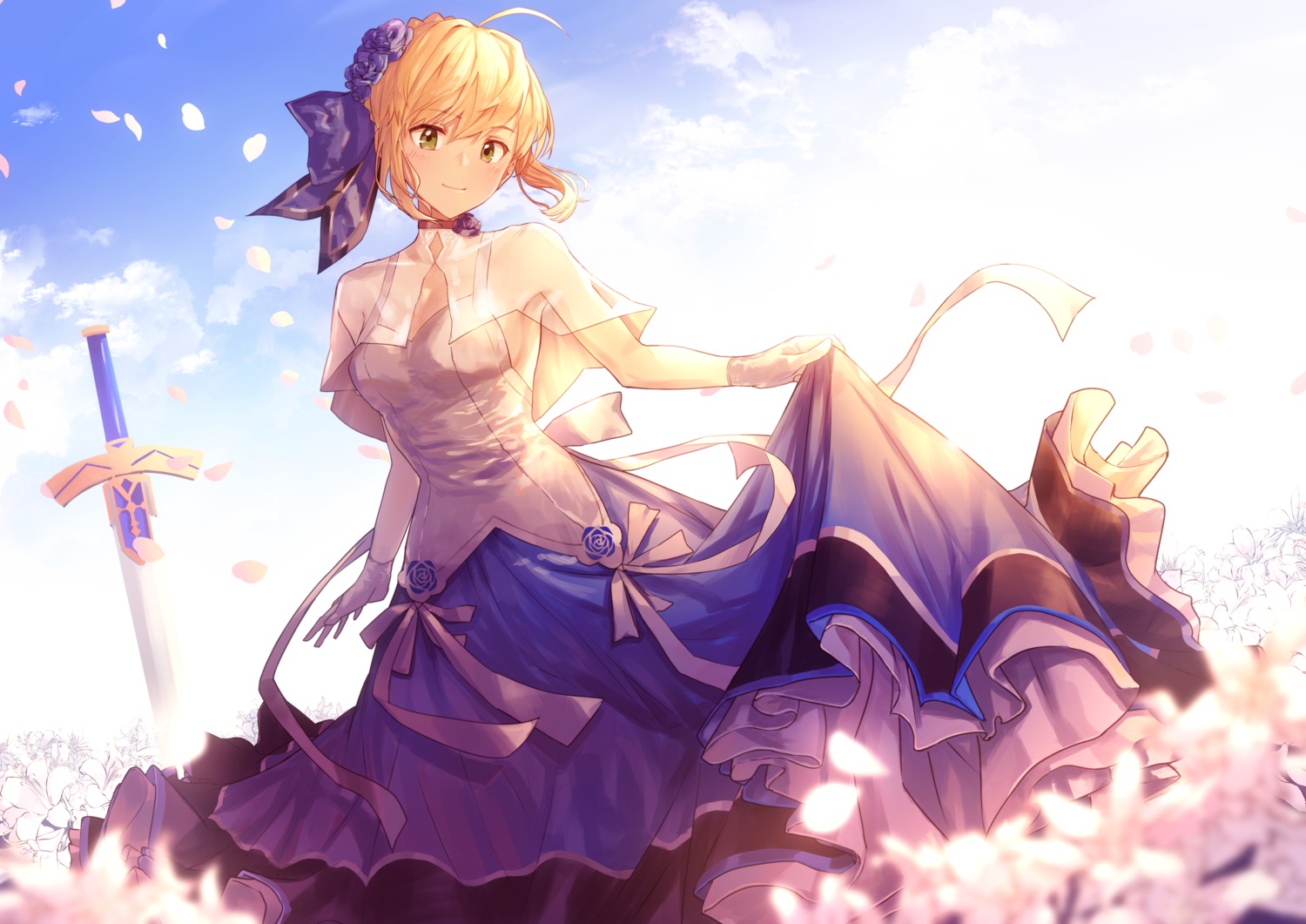 fate/grand_order fate/stay_night nakanishi_tatsuya saber see_through skirt_lift sword