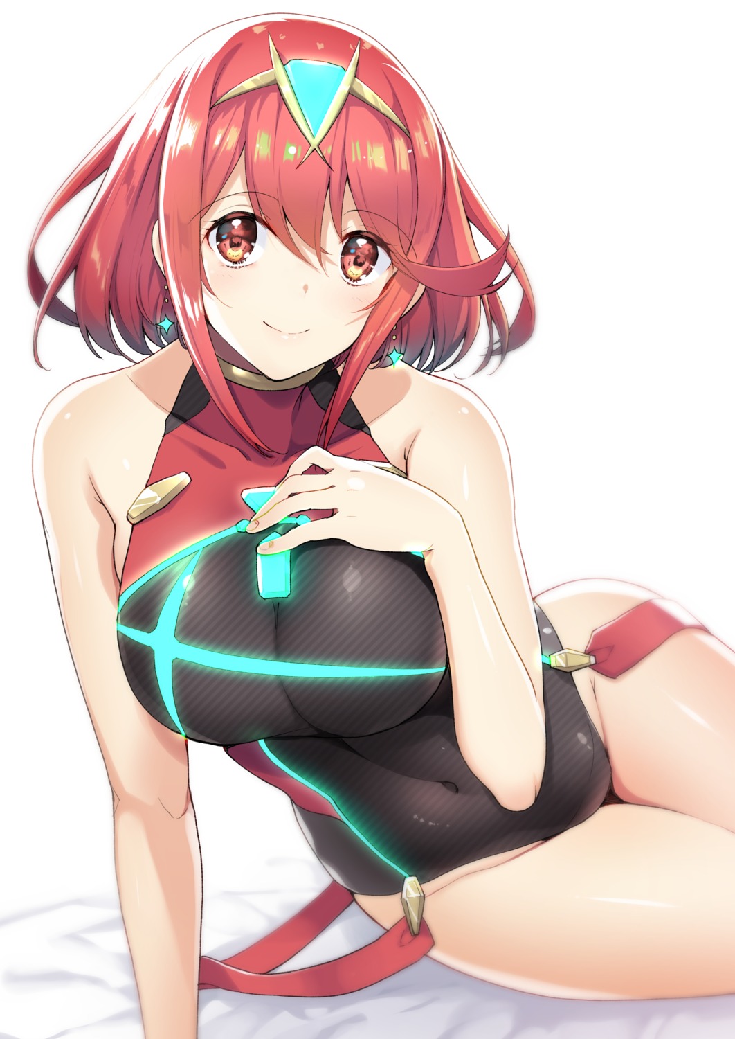 akahito breast_hold homura_(xenoblade_2) swimsuits xenoblade xenoblade_chronicles_2