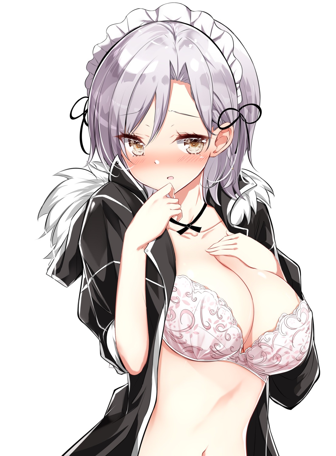 bra hamaken maid open_shirt