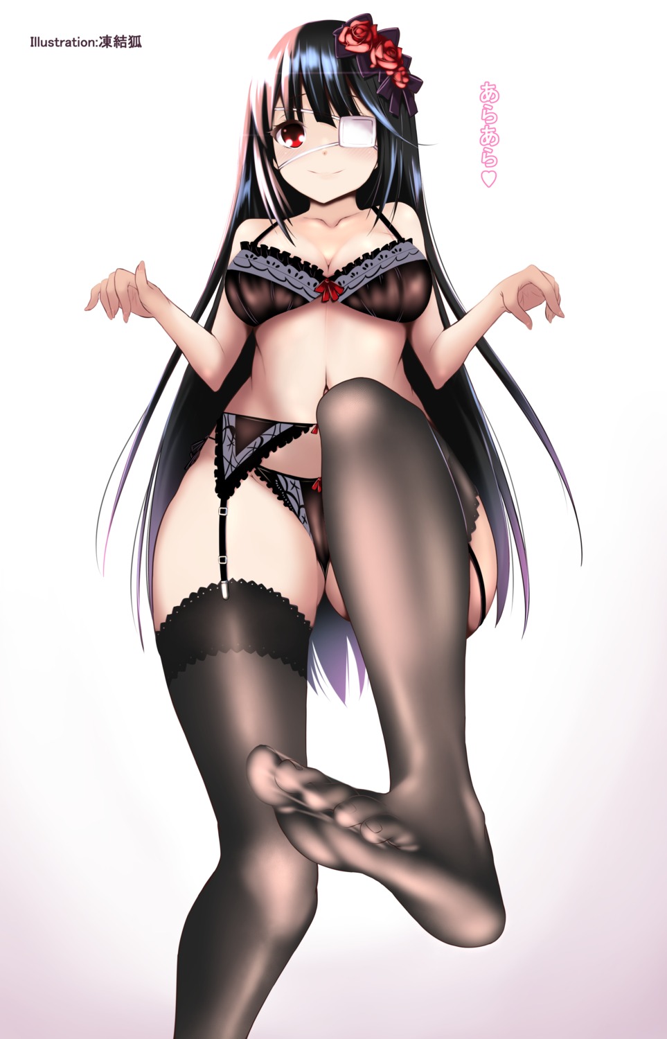 cameltoe date_a_live eyepatch feet garter_belt pantyhose tokisaki_kurumi