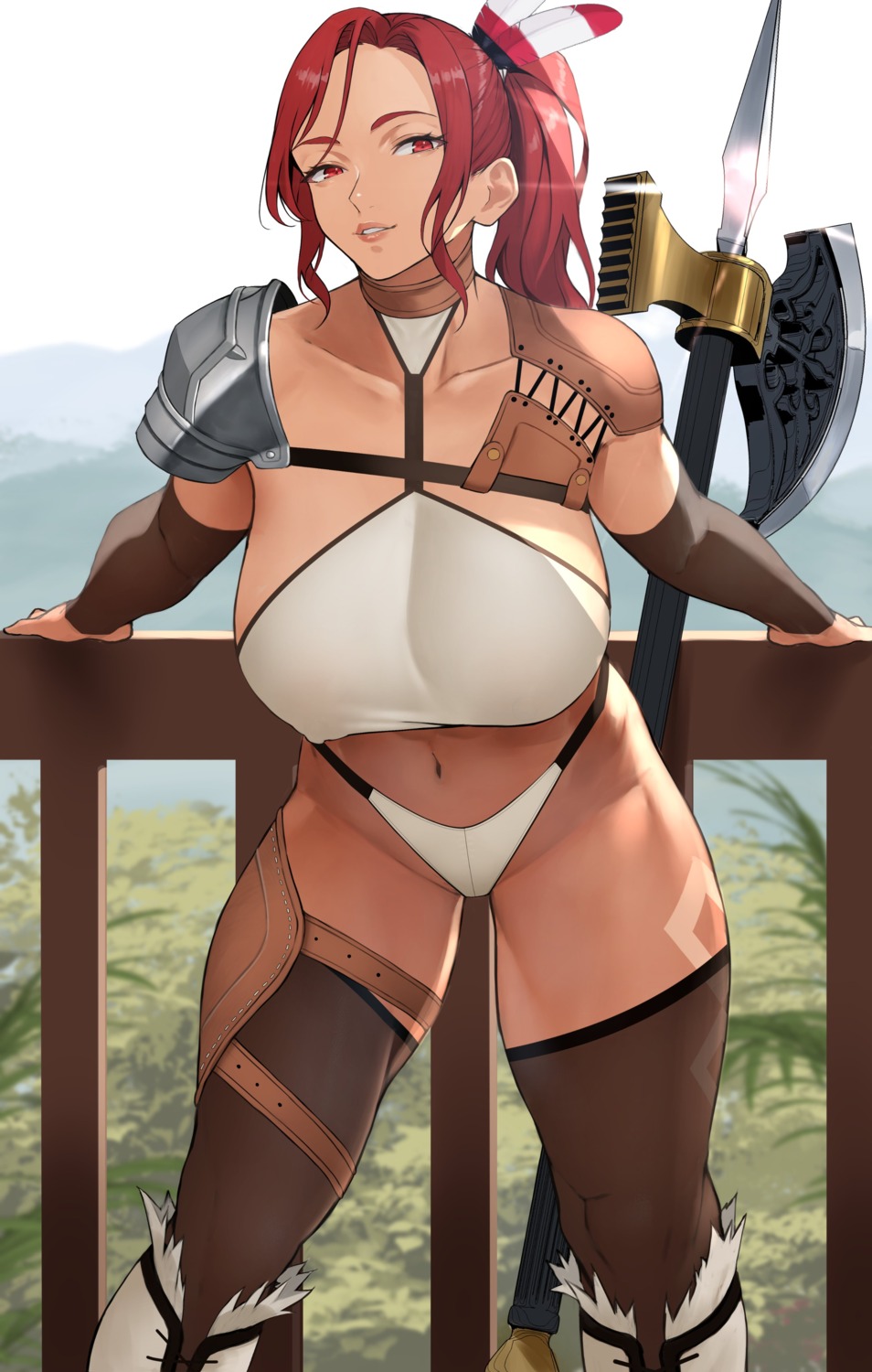 armor bikini_armor garter thighhighs weapon yoshio_(55level)