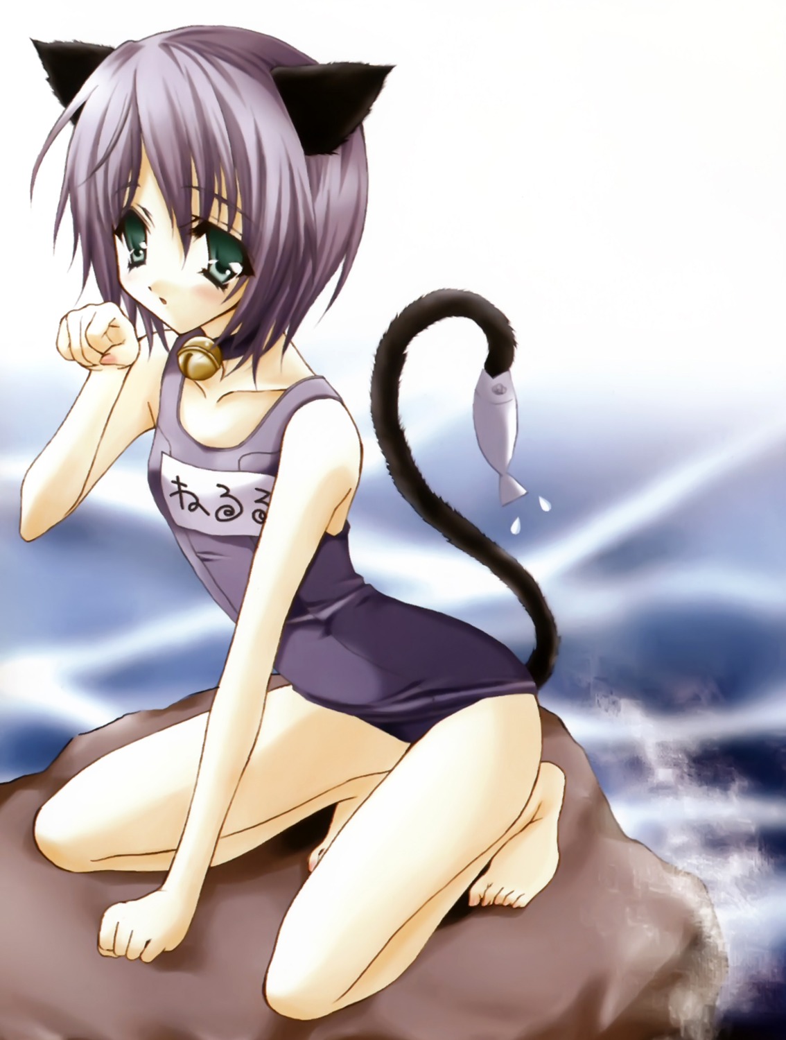 animal_ears nekomimi school_swimsuit swimsuits tail yukiwo