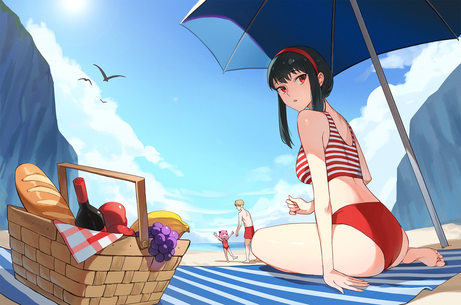 anya_forger ass bikini jason_kim loid_forger spy_x_family swimsuits yor_briar