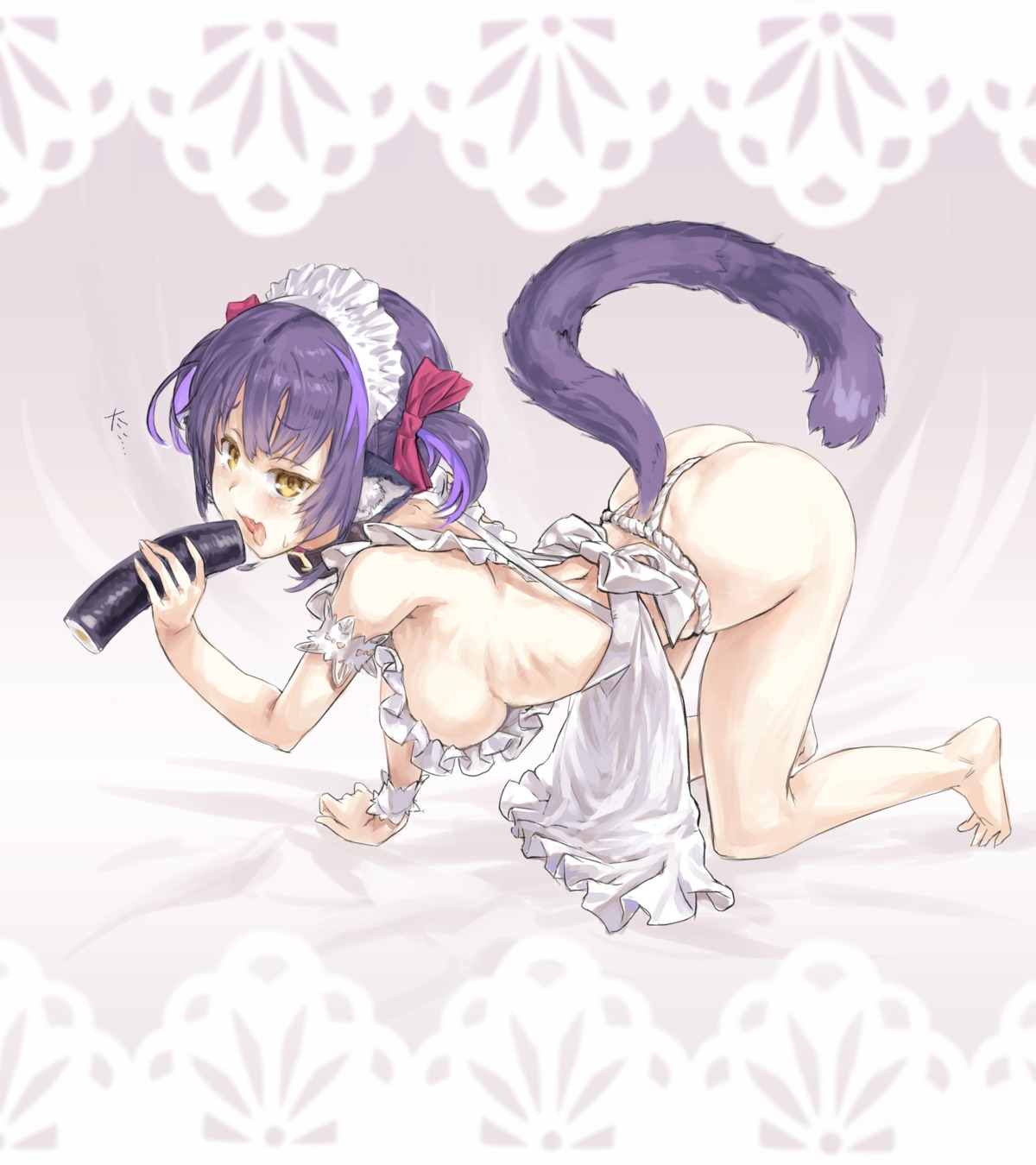 animal_ears fundoshi kuroike_momimi maid mimi_ch. naked_apron nekomimi ore_p_1gou tail