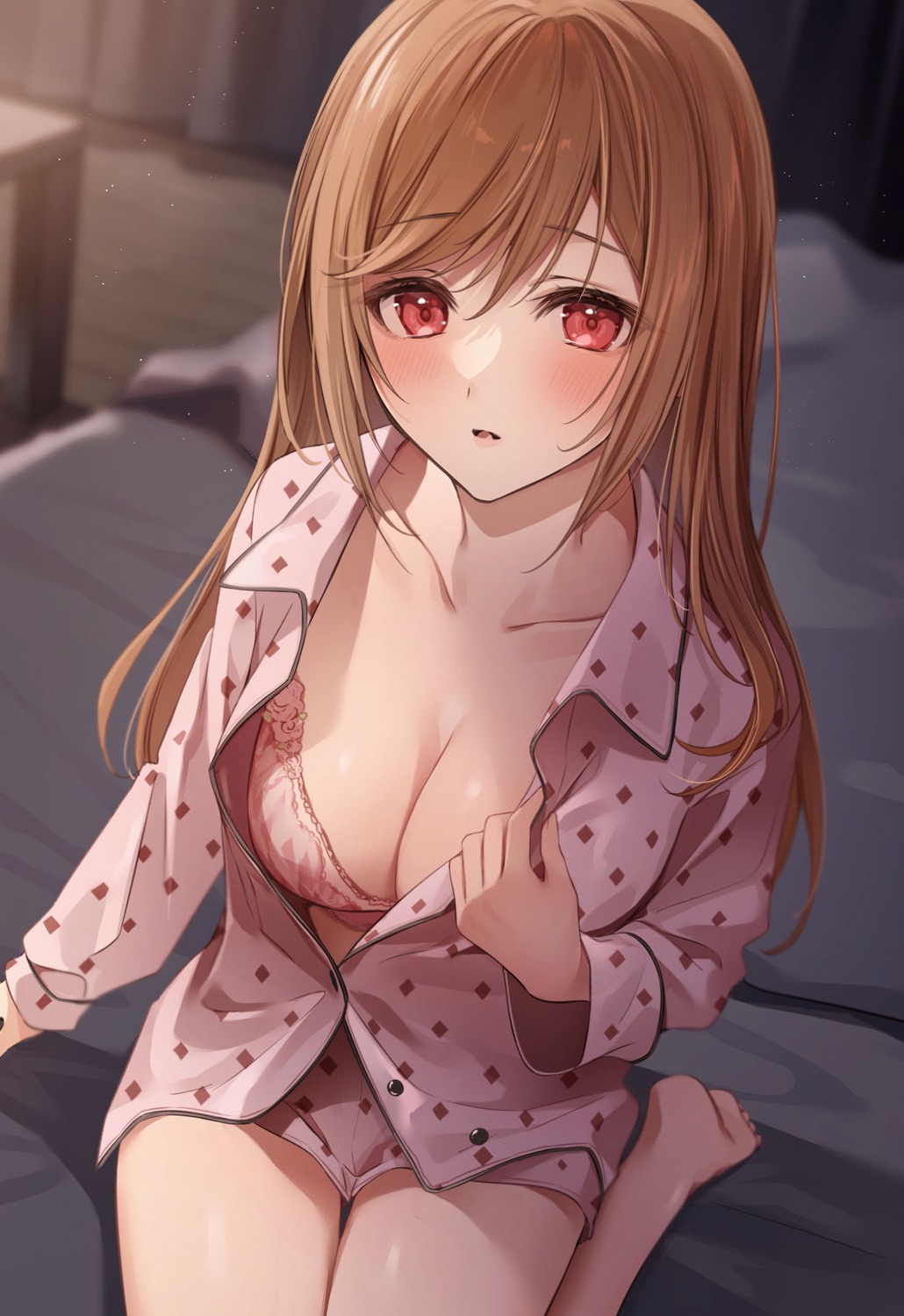 bra naka_mura open_shirt pajama undressing