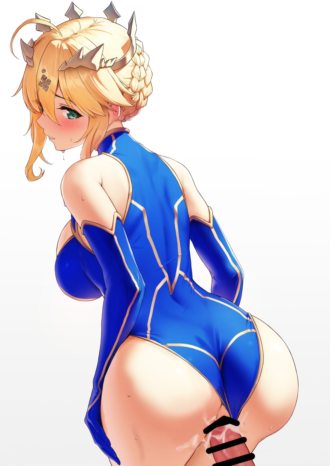 artoria_pendragon_(lancer) ass censored cum fate/grand_order leotard penis pussy sex solar_(happymonk)