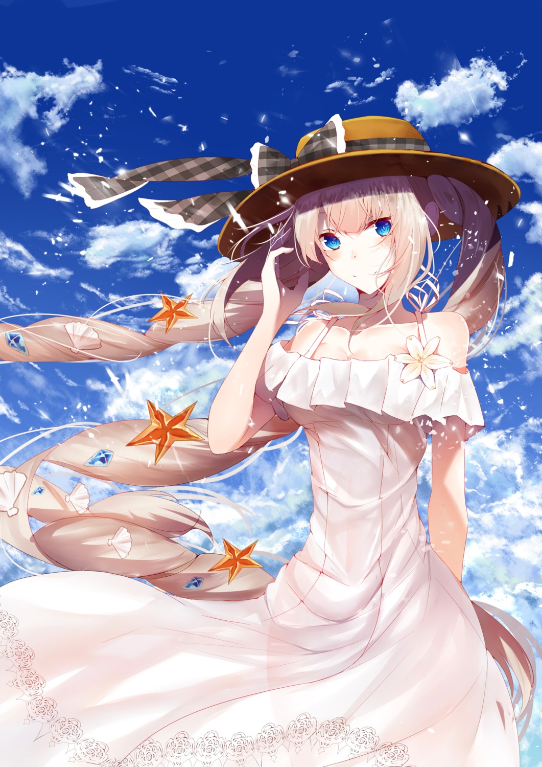 dress fate/grand_order marie_antoinette_(fate/grand_order) re:rin see_through skirt_lift summer_dress