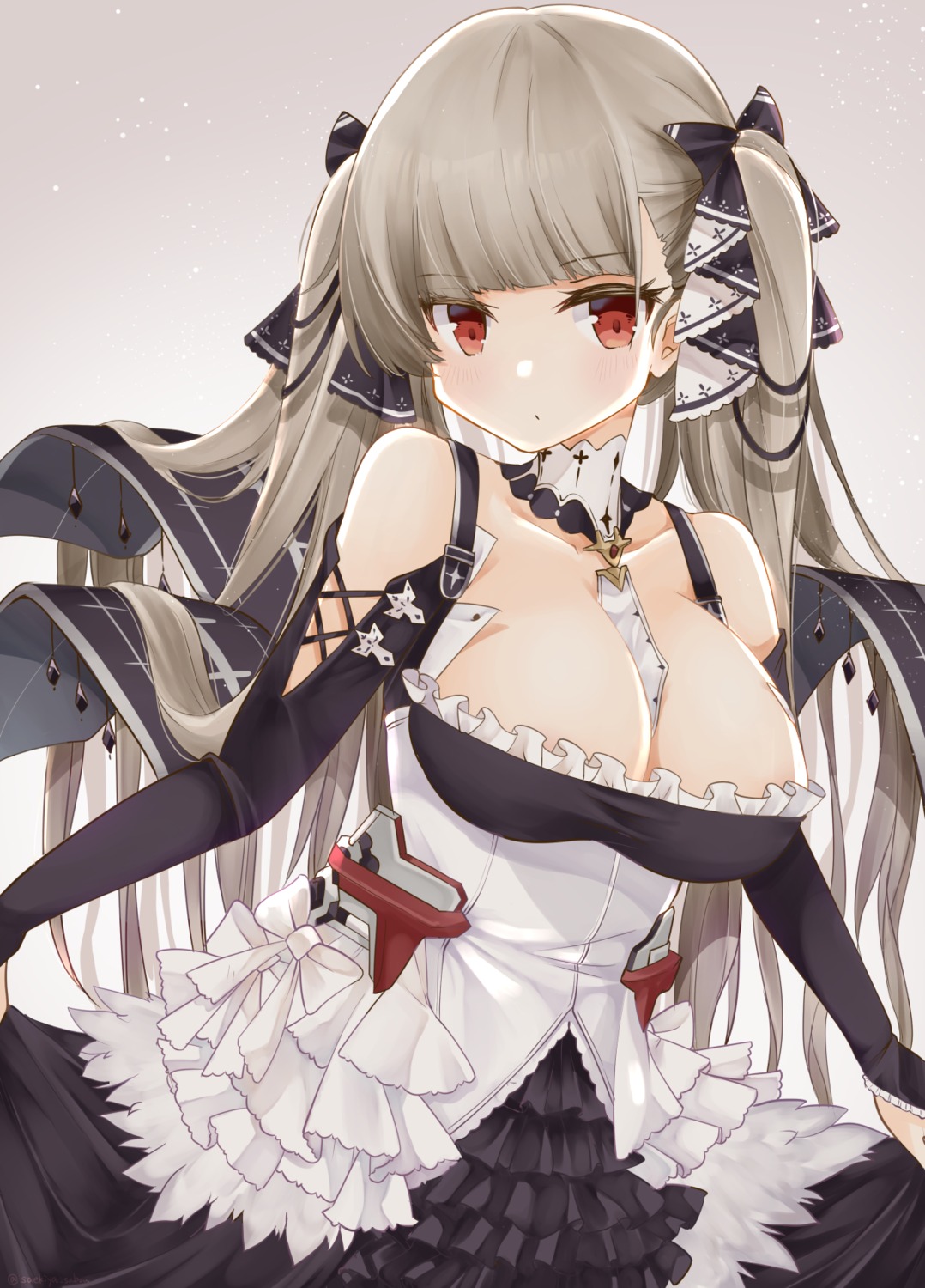 azur_lane cleavage formidable_(azur_lane) gothic_lolita lolita_fashion no_bra saekiya_sabou skirt_lift