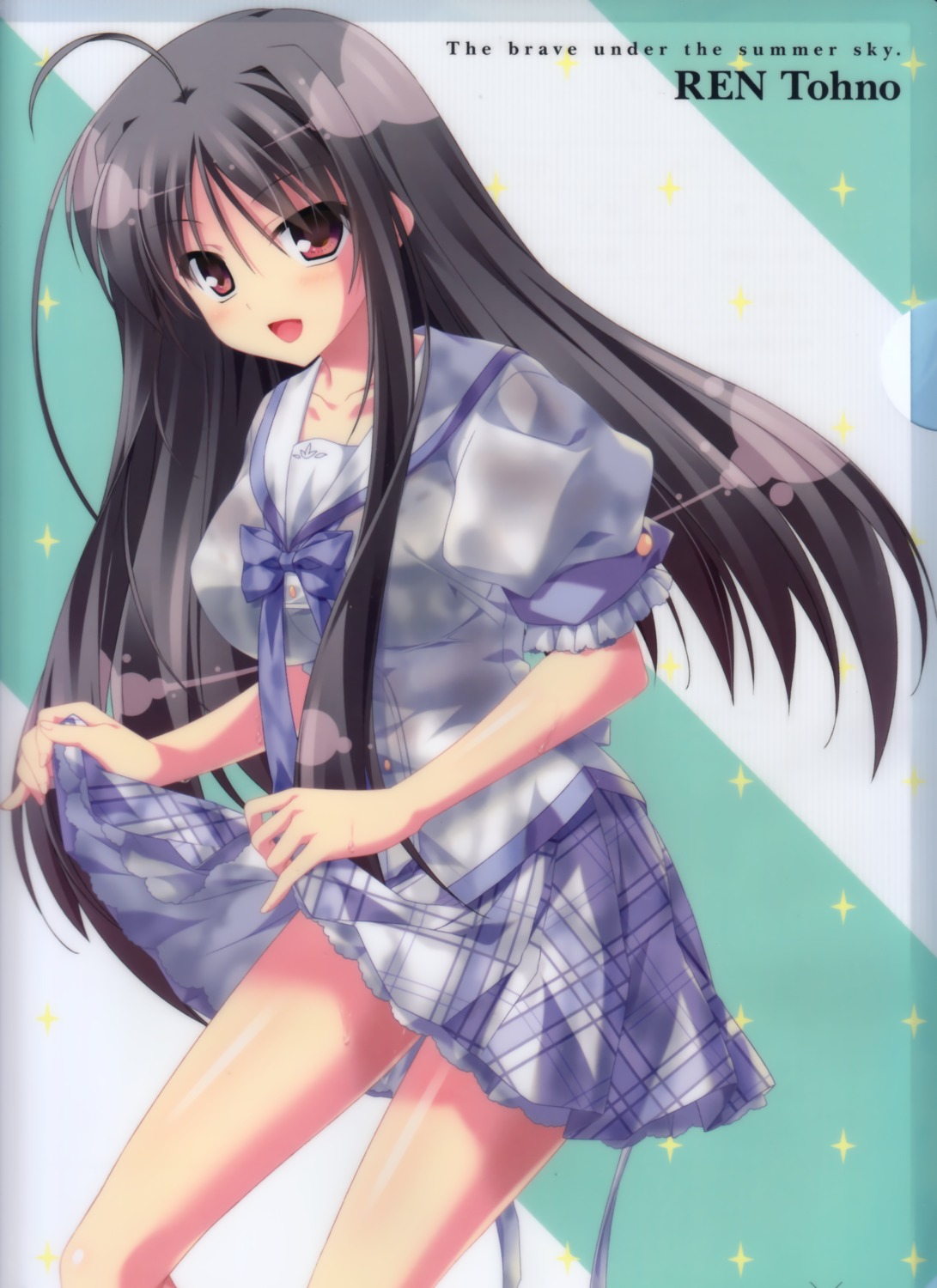 natsuzora_no_perseus seifuku shouna_mitsuishi toono_ren wet_clothes