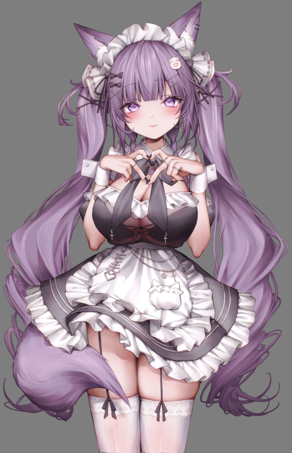 animal_ears guild_cq maid millet_(milletneko) no_bra quon_tama stockings tail thighhighs transparent_png