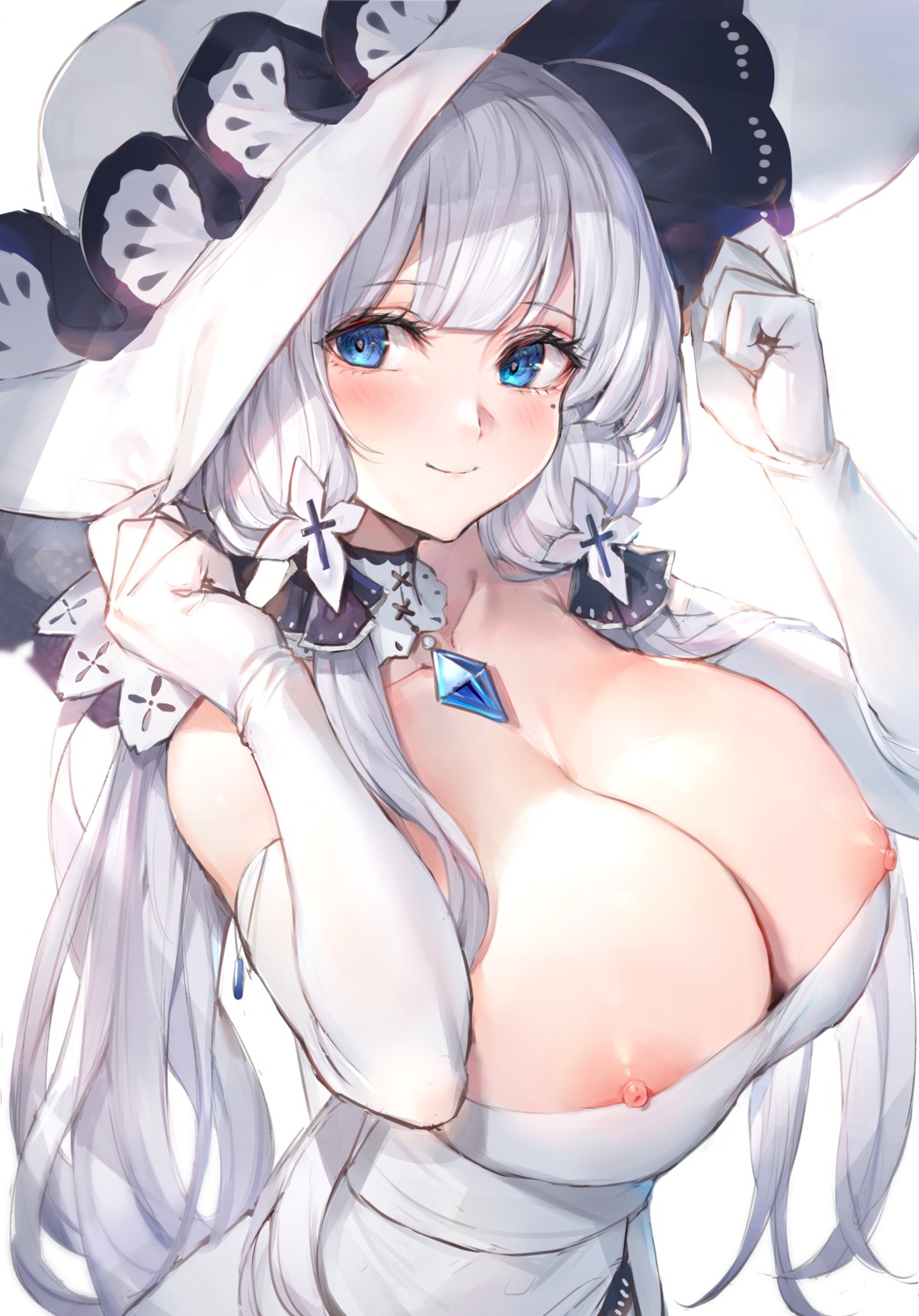 azur_lane dress illustrious_(azur_lane) nipples no_bra oyu_(sijimisizimi)