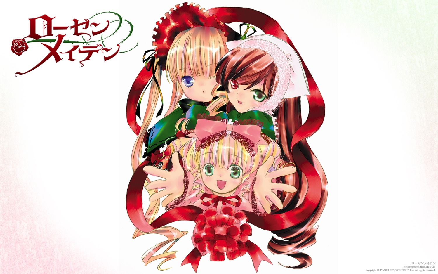 heterochromia hina_ichigo lolita_fashion peach-pit rozen_maiden shinku suiseiseki wallpaper