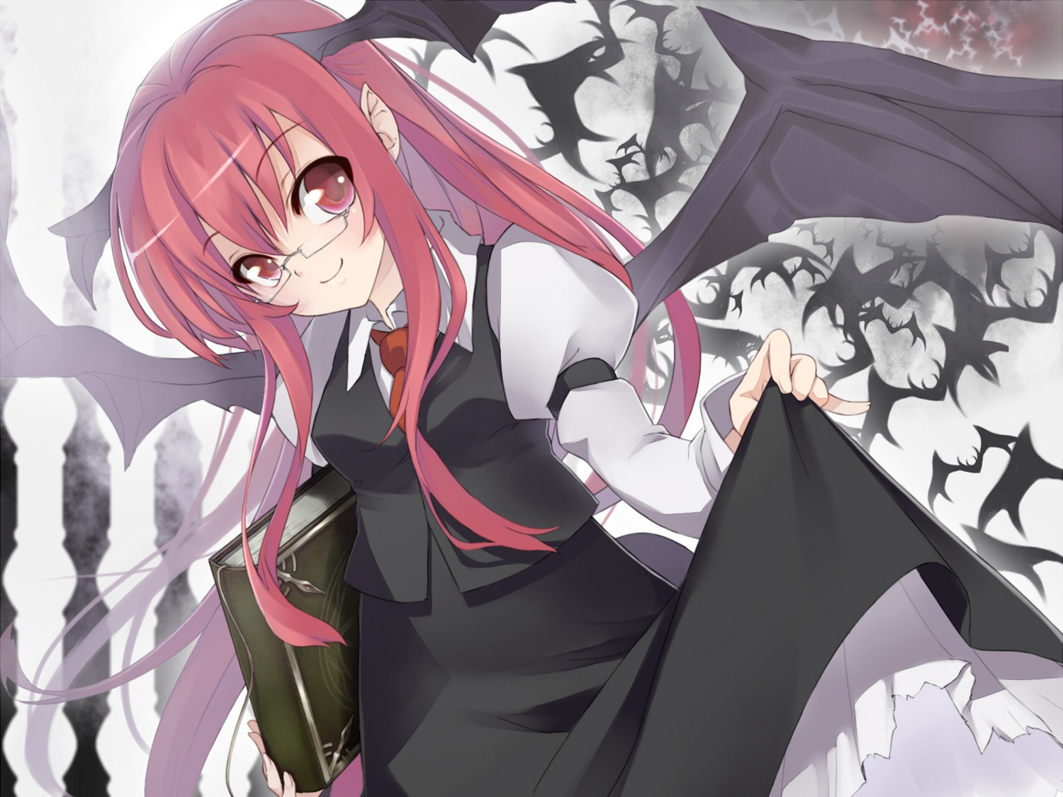 koakuma kousou megane touhou wallpaper wings