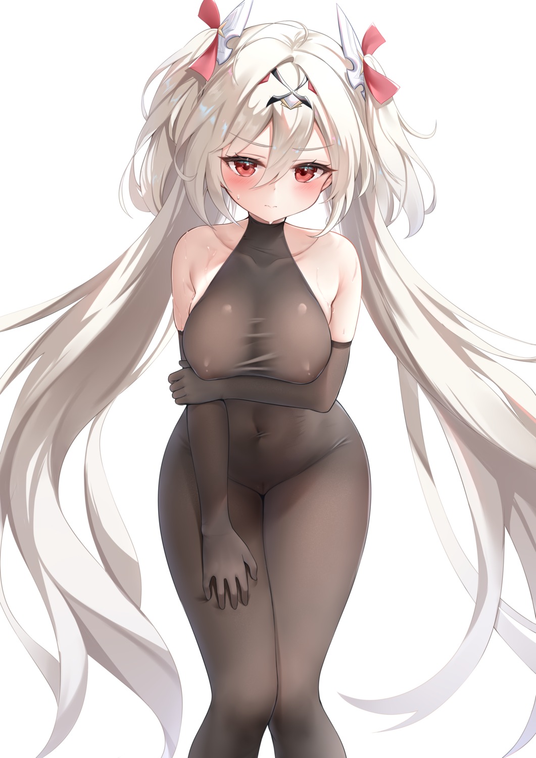 azur_lane bodysuit breast_hold cameltoe erect_nipples l'audacieux_(azur_lane) no_bra nopan qian_hen see_through