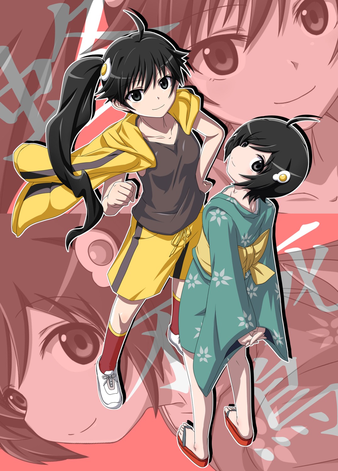 araragi_karen araragi_tsukihi bakemonogatari monogatari_(series) nisemonogatari shirosame yukata