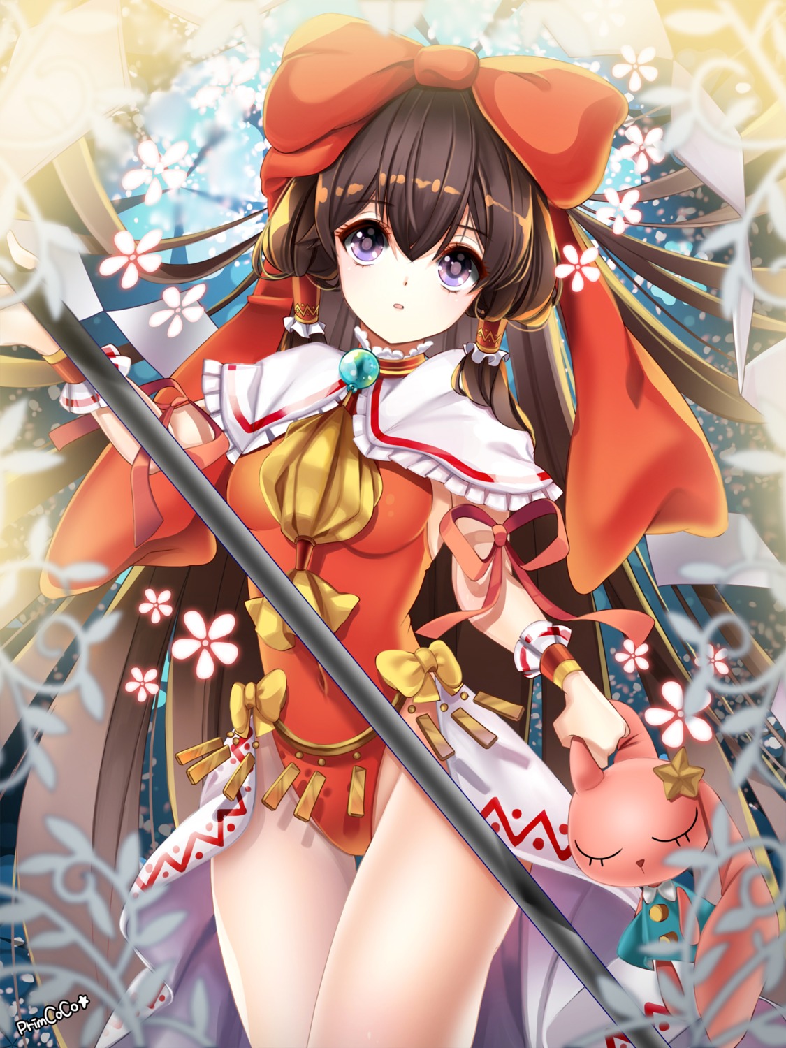 hakurei_reimu leotard primcoco touhou weapon