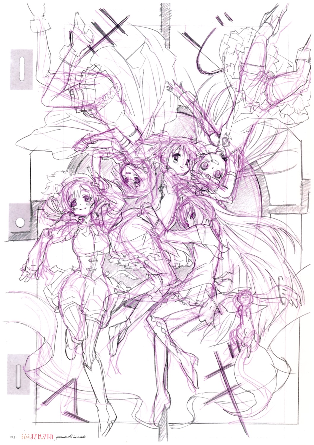 akemi_homura iwasaki_yasutoshi kaname_madoka kyubey miki_sayaka puella_magi_madoka_magica sakura_kyouko sketch tomoe_mami