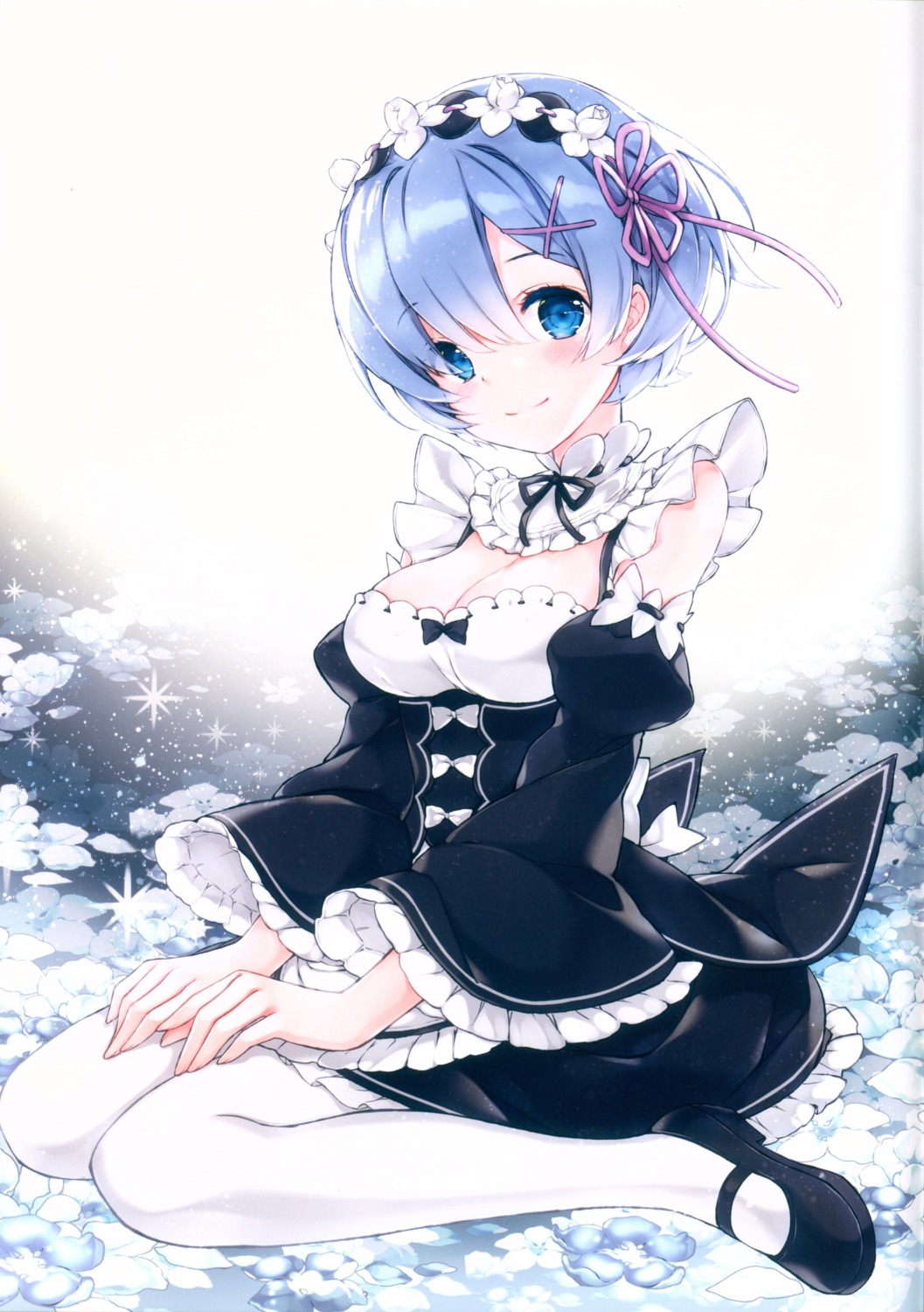 cleavage heels juna maid pantyhose re_zero_kara_hajimeru_isekai_seikatsu rem_(re_zero) sugar_ringo