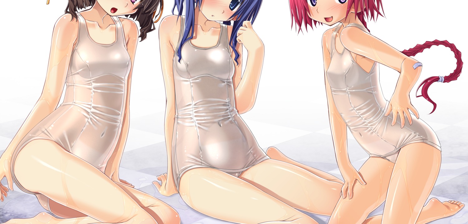 ass erect_nipples loli rindou_saika sakuya_tsuitachi school_swimsuit see_through sena_mitsuki sukumizu_tabe_houdai swimsuits tachibana_mei wet wet_clothes