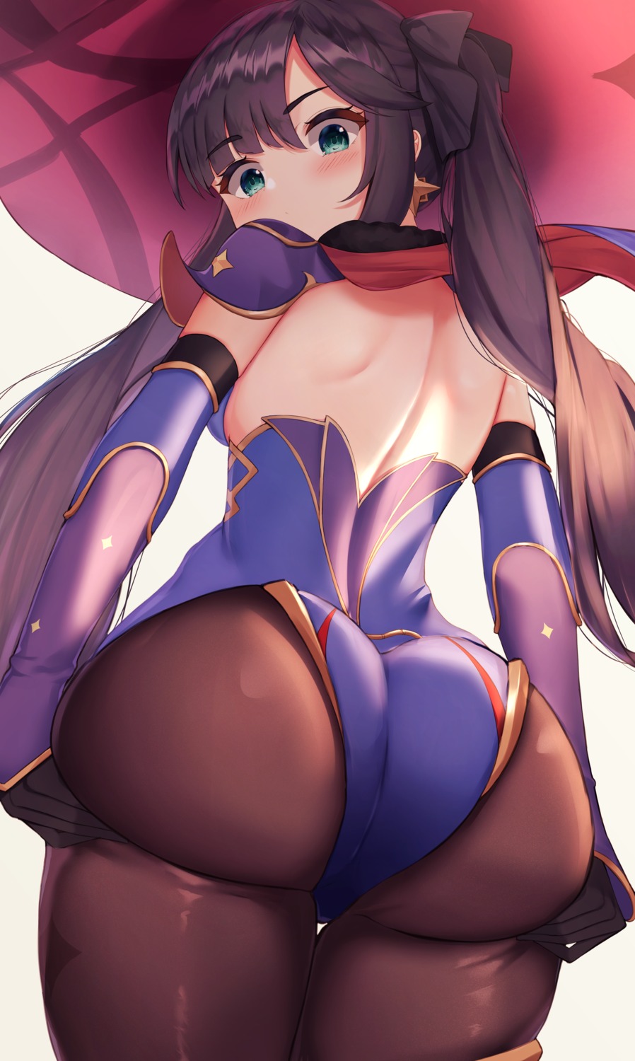 ass bitseon garter genshin_impact leotard mona_megistus no_bra pantyhose witch