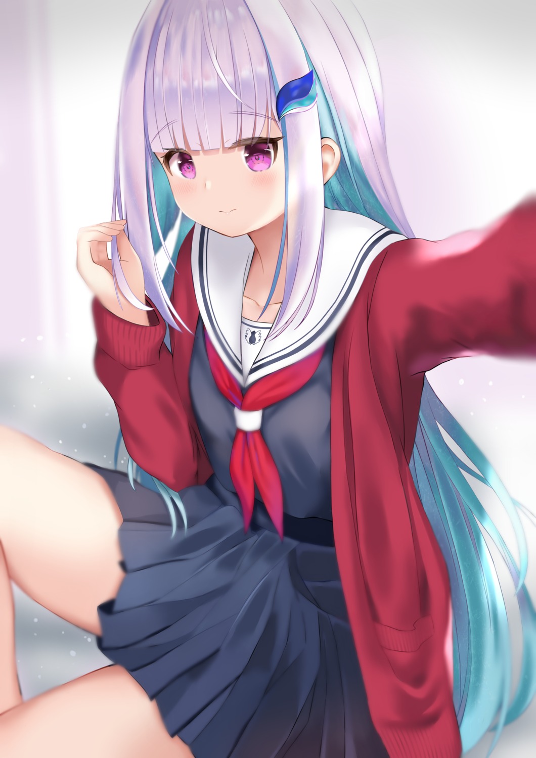 aoba_mitsu lize_helesta nijisanji seifuku skirt_lift sweater