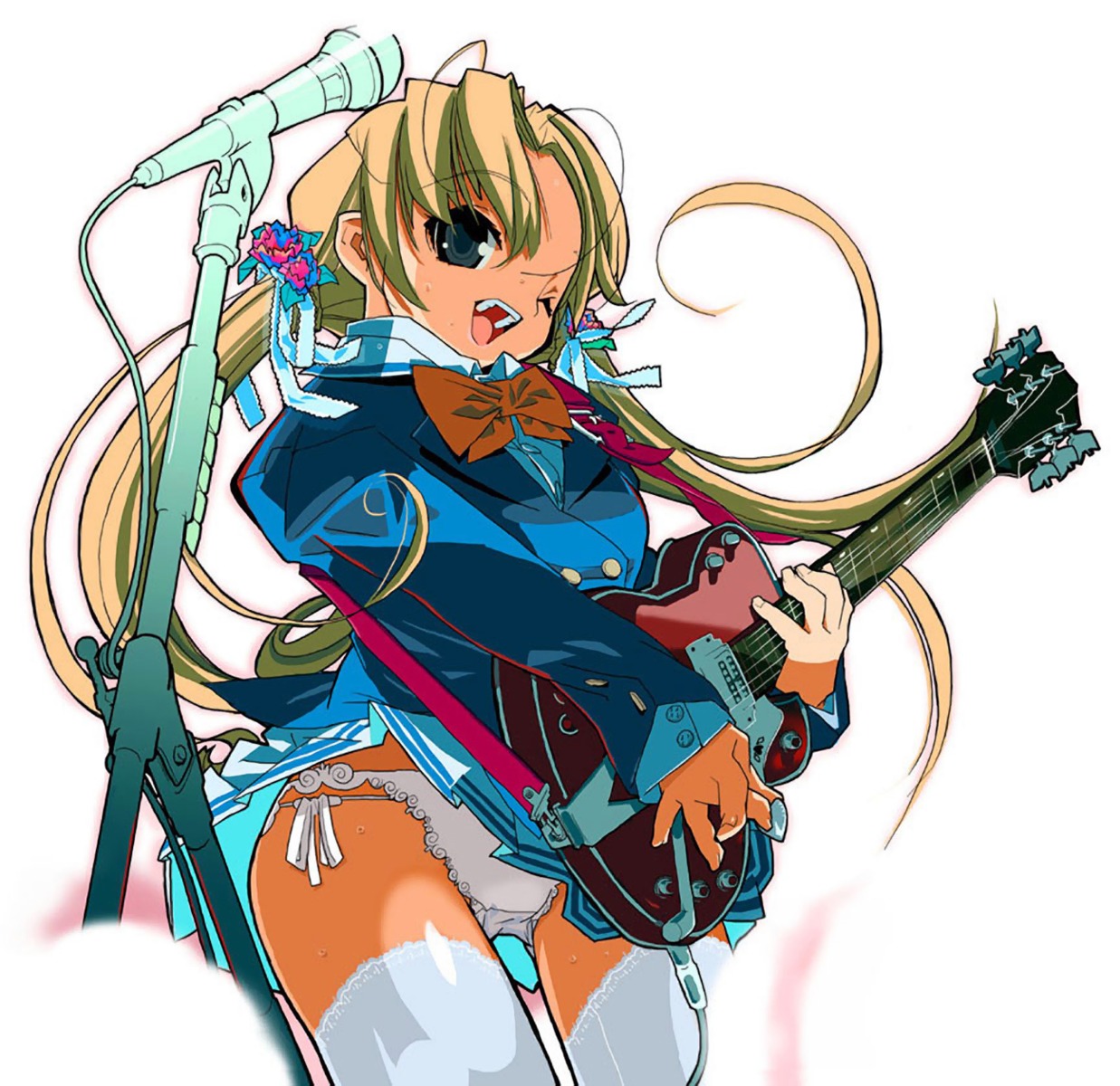 guitar pantsu seifuku string_panties tagme thighhighs