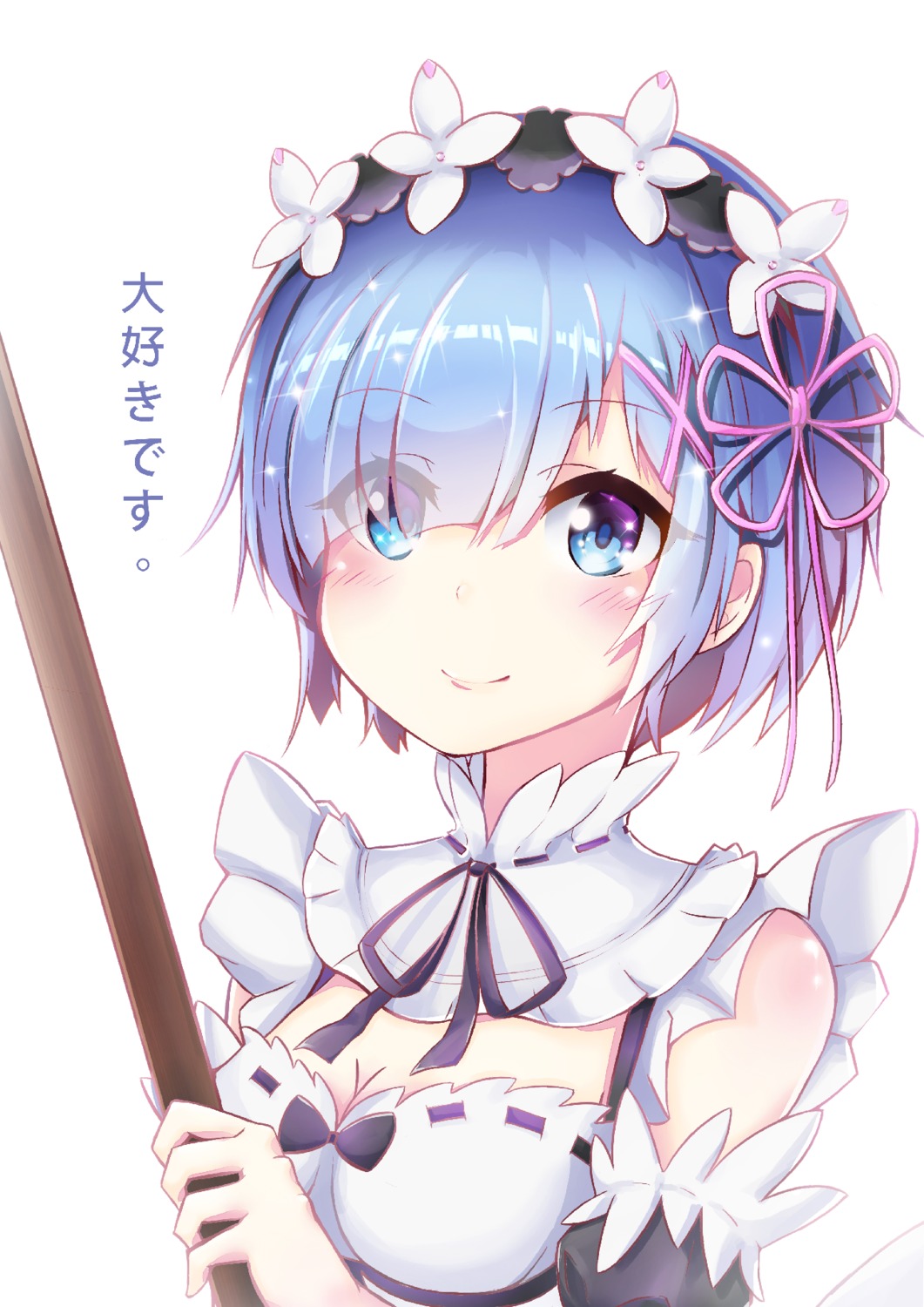 cleavage maid re_zero_kara_hajimeru_isekai_seikatsu rem_(re_zero) sylphine_(artist)