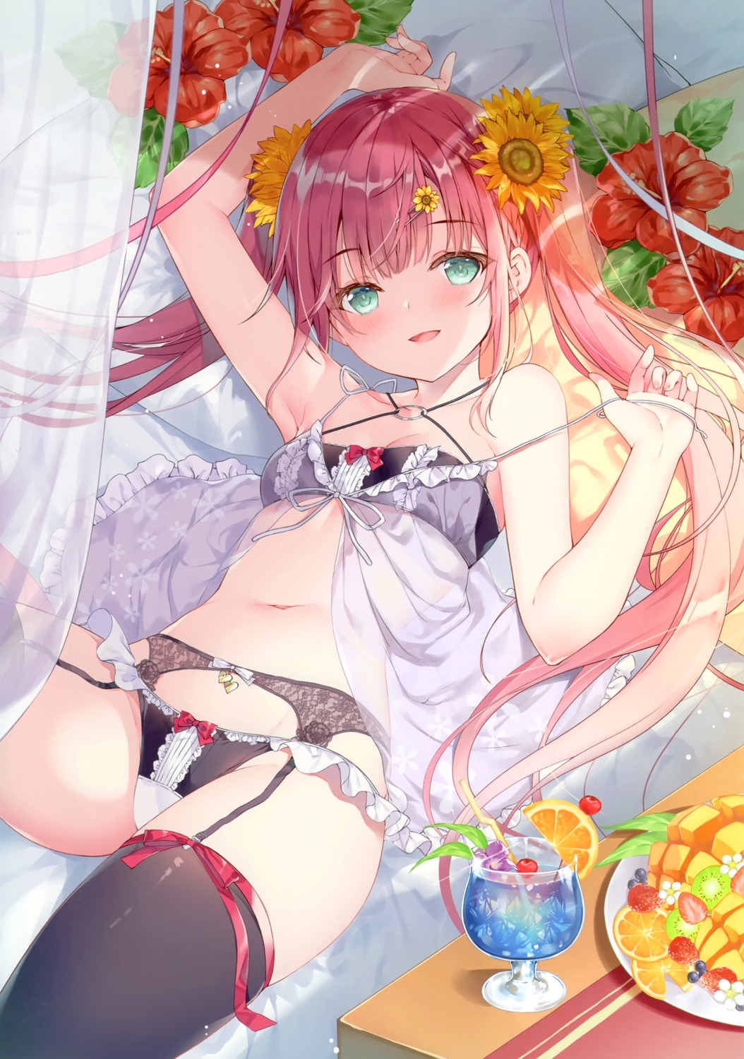 bra garter_belt miwabe_sakura pantsu pion see_through stockings thighhighs