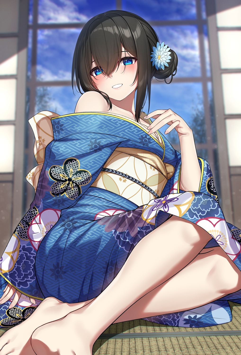 go-1 kimono open_shirt sagisawa_fumika the_idolm@ster the_idolm@ster_cinderella_girls undressing