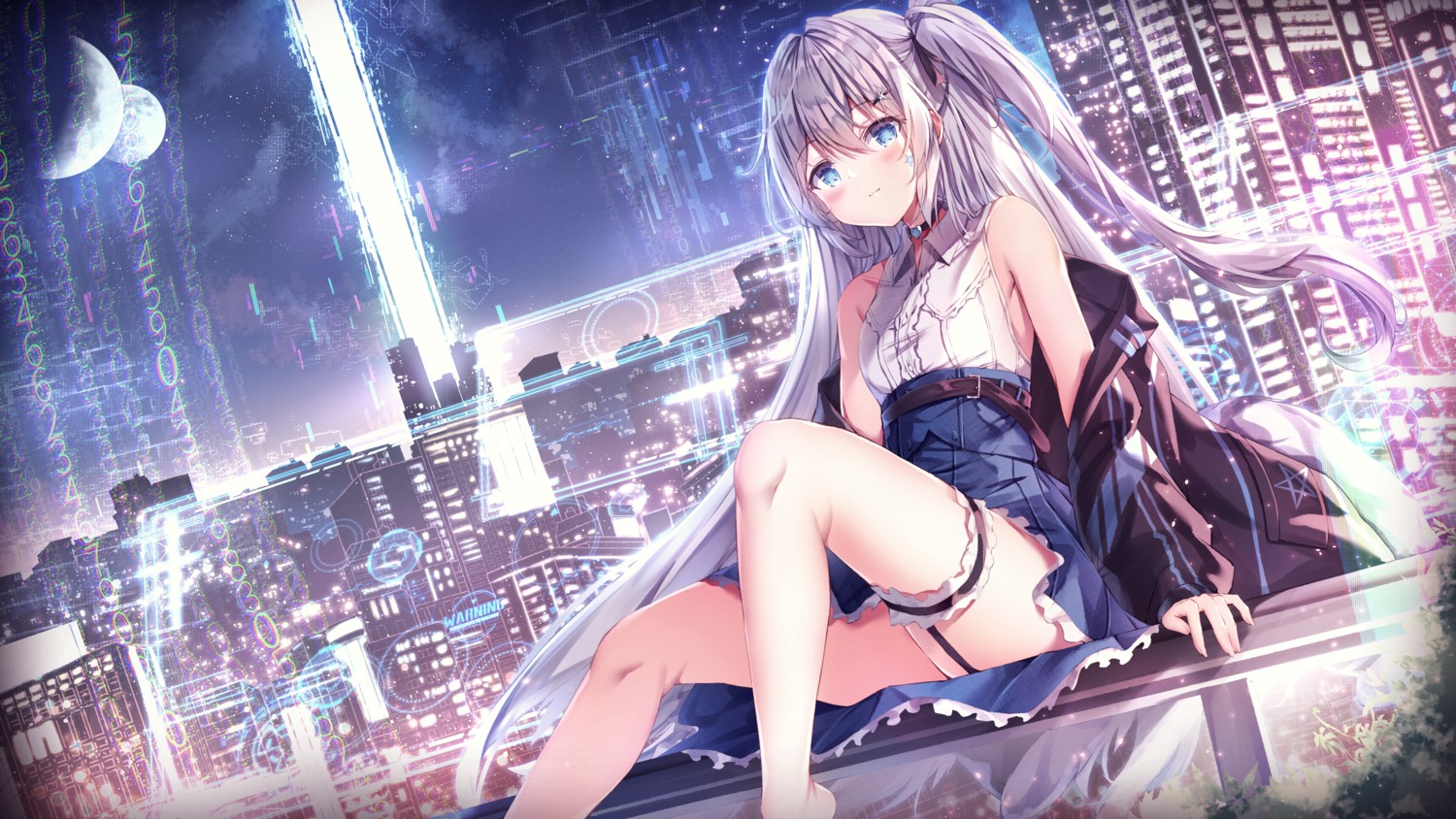 garter manman_manyou_haiyang_de_paomo no_bra see_through skirt_lift wallpaper