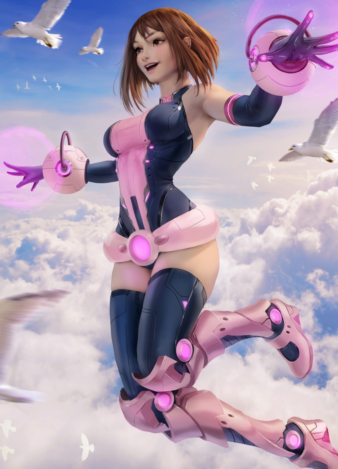 boku_no_hero_academia leotard thighhighs uraraka_ochako zarory