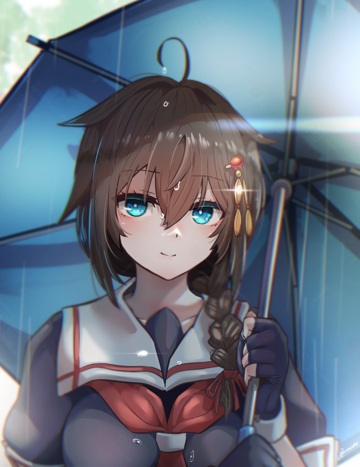 kantai_collection seifuku shigure_(kancolle) sigure-zzzz umbrella