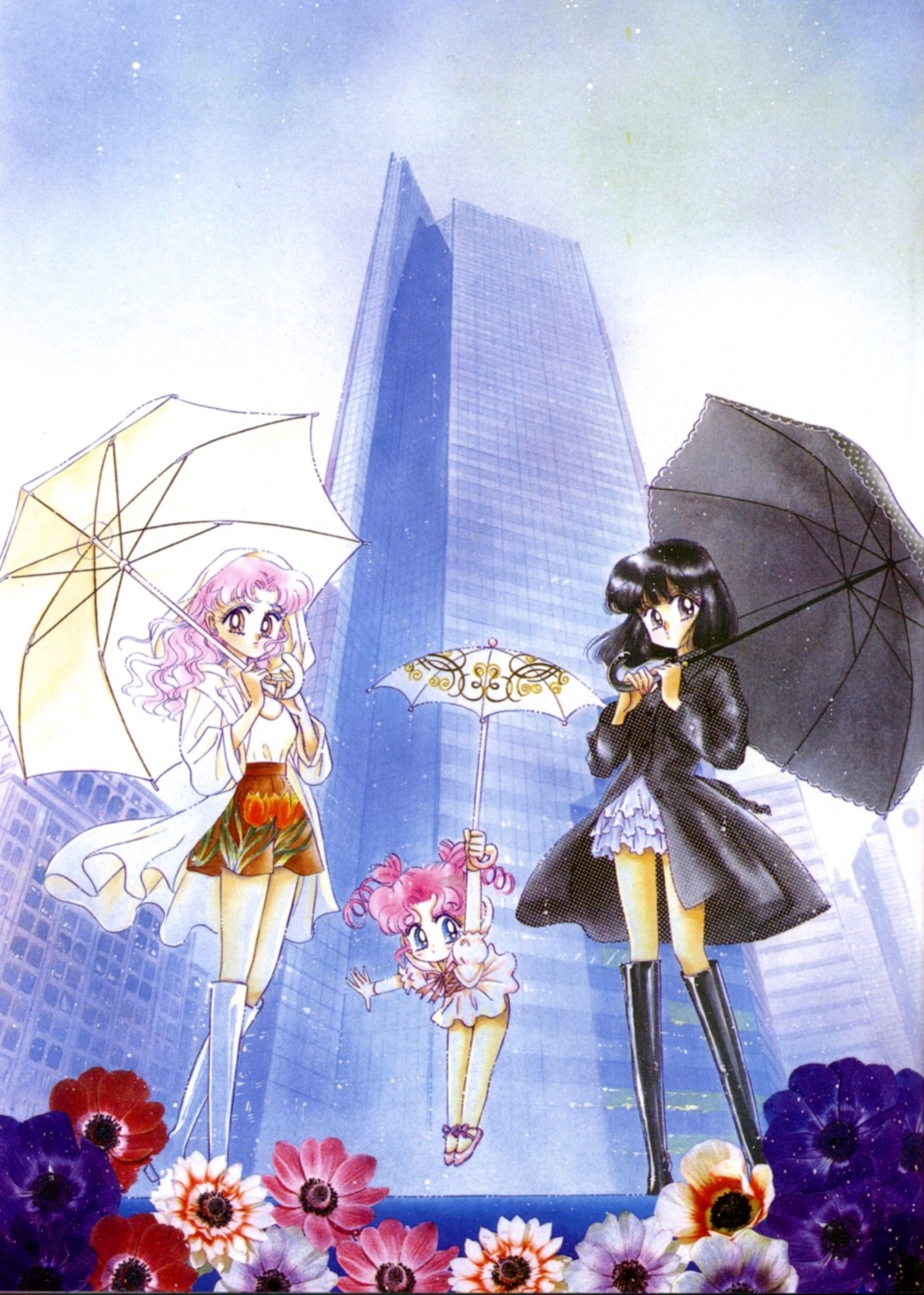 bishoujo_senshi_sailor_moon chibichibi chibiusa takeuchi_naoko tomoe_hotaru umbrella