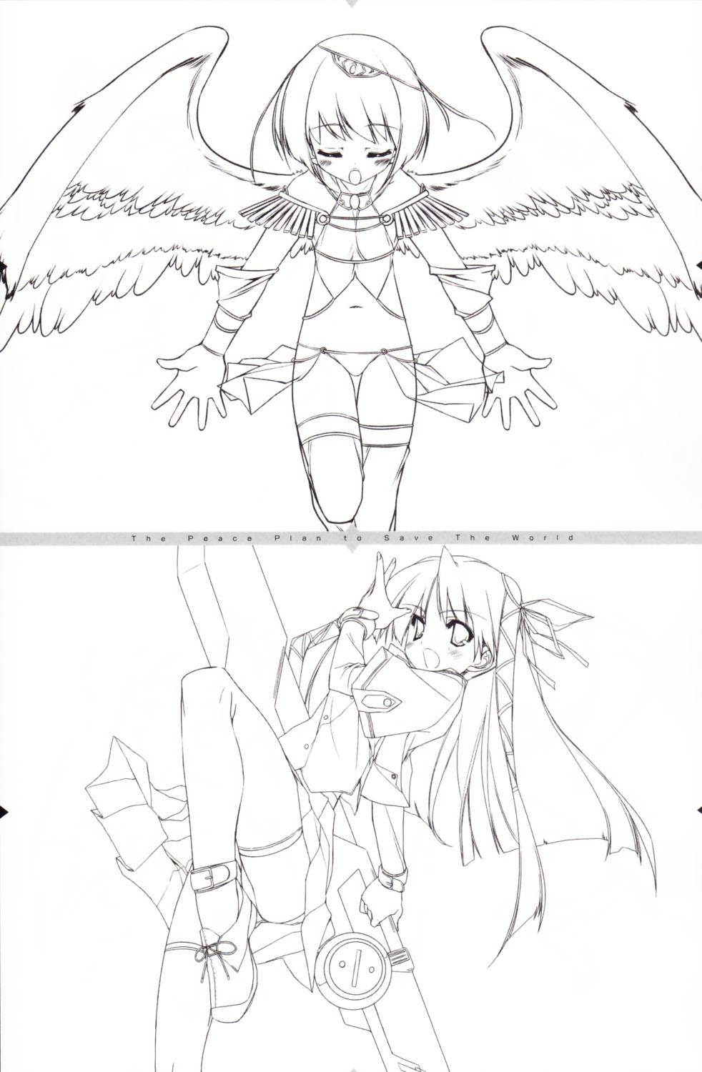 monochrome night_wizard thighhighs uropyon urotan wings