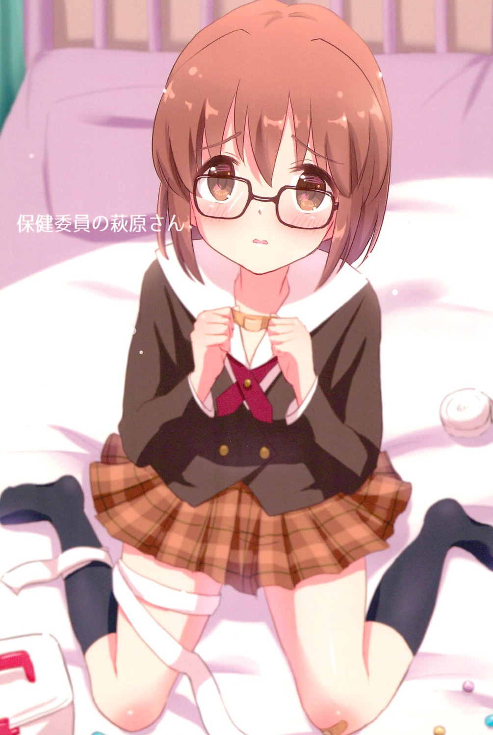 bandages hagiwara_yukiho megane mikuri seifuku the_idolm@ster