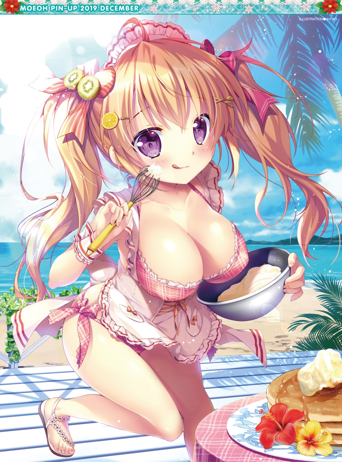 bikini cleavage cream digital_version erect_nipples maid mikeou swimsuits