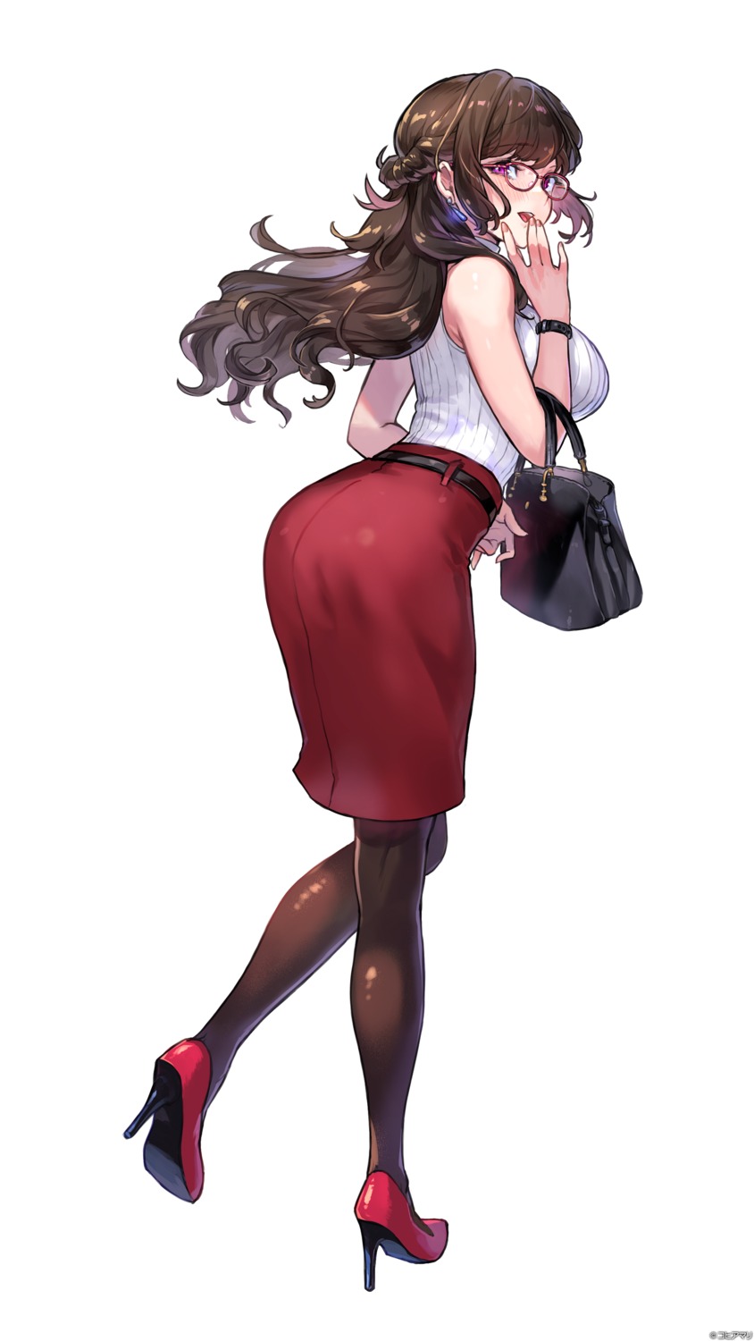 ass fukuchi_tarou heels megane pantyhose sweater