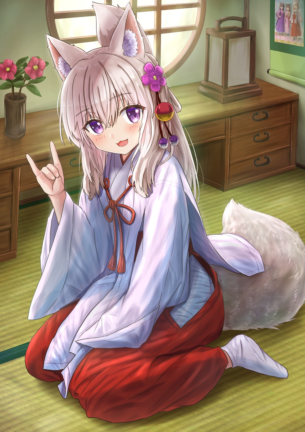 animal_ears iroha_(iroha_matsurika) kitsune miko tail