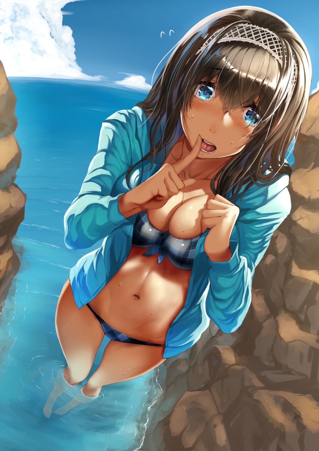 bikini cleavage nohito open_shirt sagisawa_fumika swimsuits the_idolm@ster the_idolm@ster_cinderella_girls wet