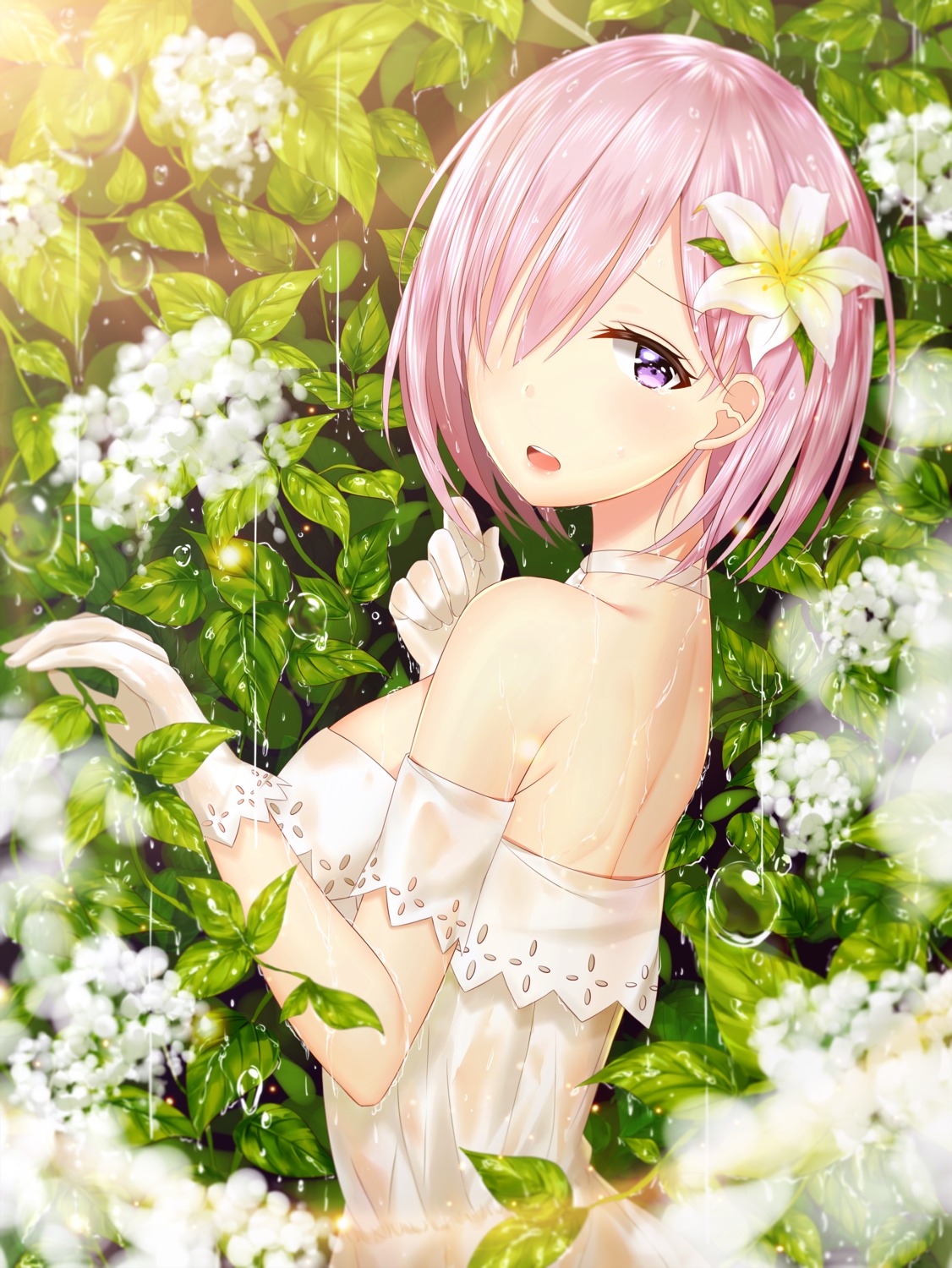 dress fate/grand_order junpaku_karen mash_kyrielight see_through wet wet_clothes