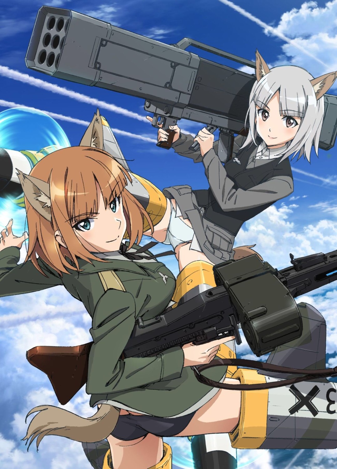 animal_ears ass brave_witches gun pantsu tail takamura_kazuhiro uniform weapon