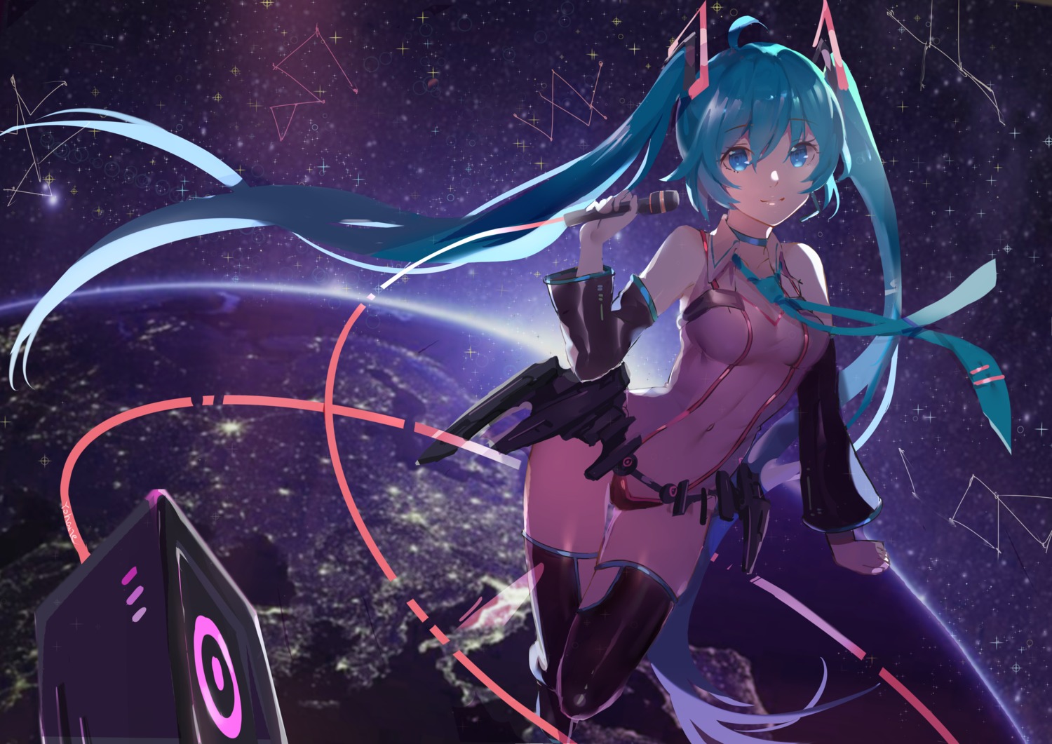 hatsune_miku leotard r.r_(yohanee) thighhighs vocaloid