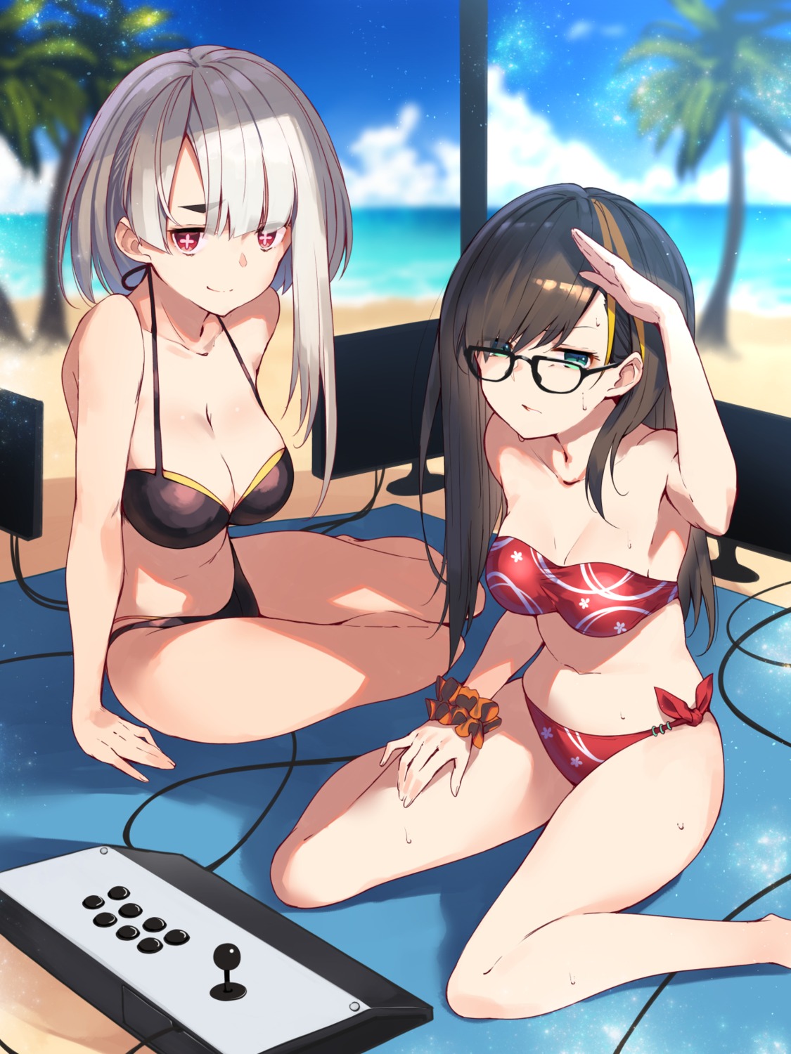 amagasa_yun bikini cleavage megane swimsuits