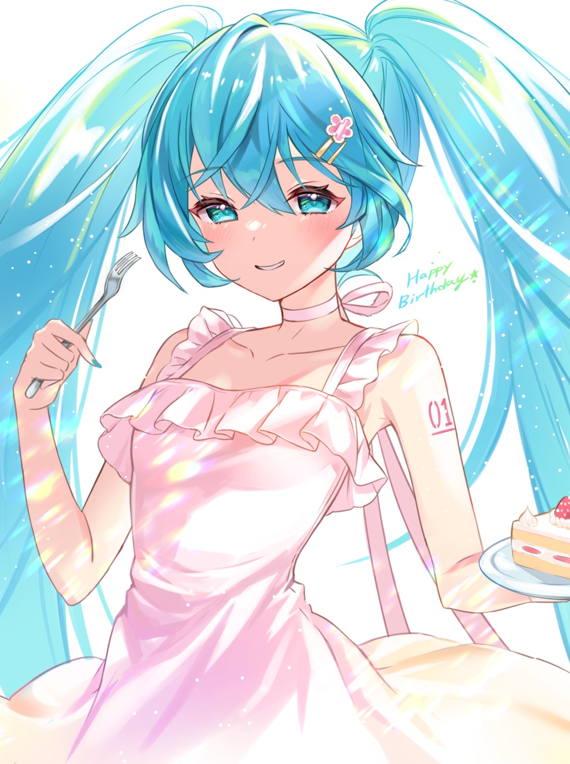 dress hatsune_miku kiki-yu skirt_lift summer_dress tattoo vocaloid