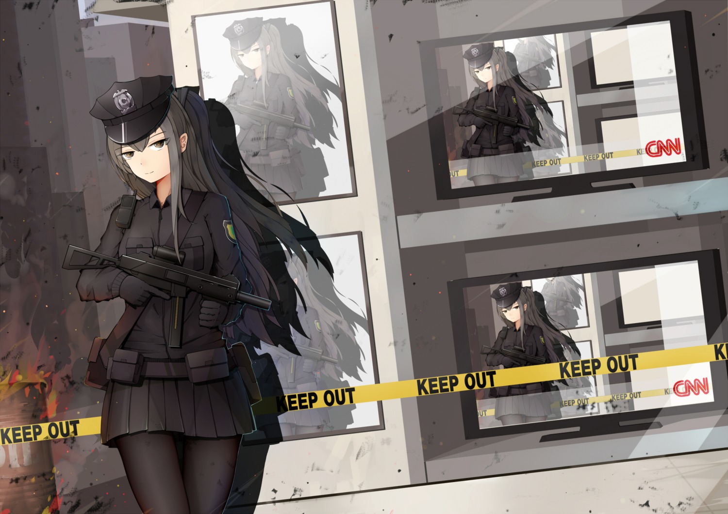 girls_frontline gun hd-hlh-3h pantyhose ump45_(girls_frontline) uniform