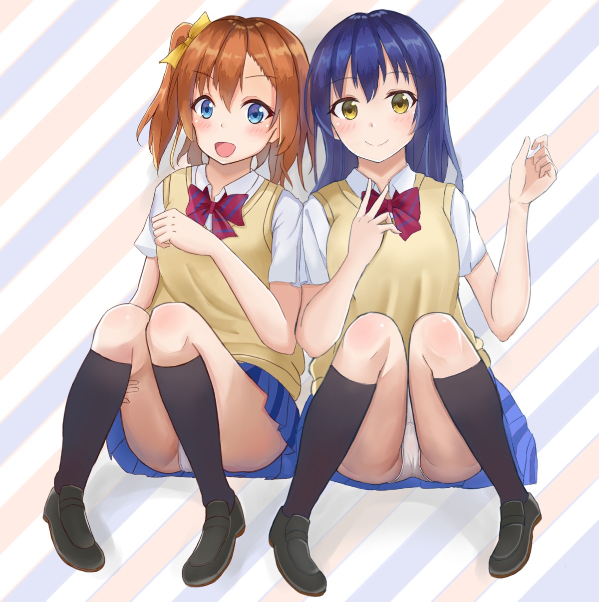 jimyiu2011 kousaka_honoka love_live! pantsu seifuku sonoda_umi sweater