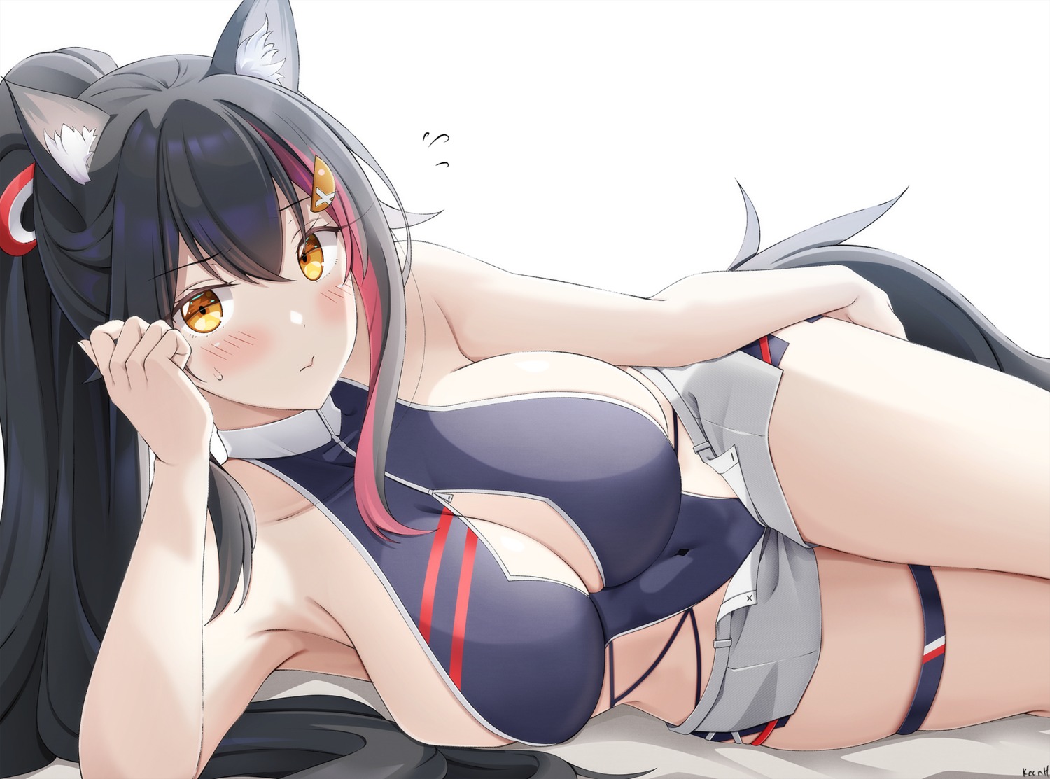 animal_ears garter hololive hololive_gamers keenh ookami_mio swimsuits tail