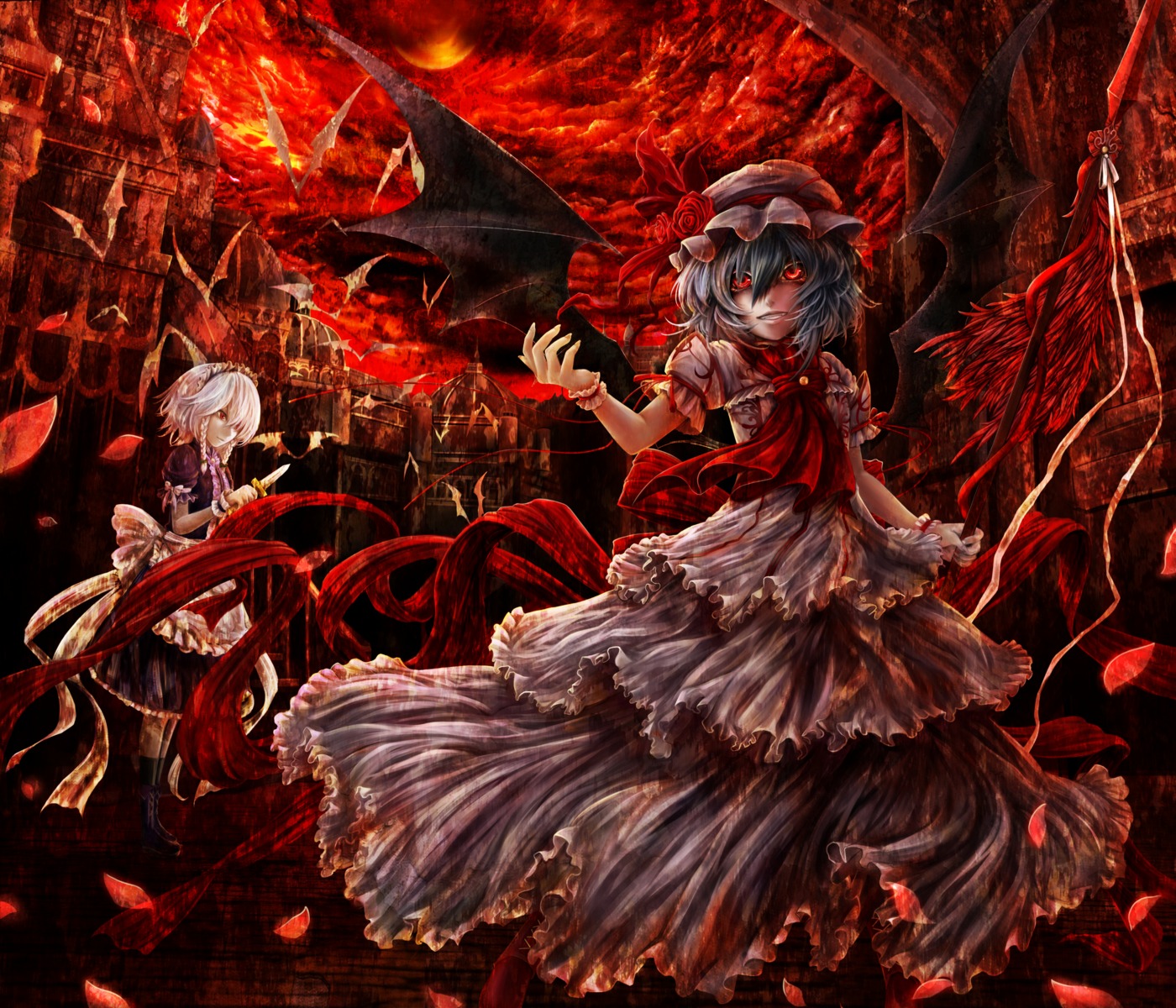 izayoi_sakuya kazabana_kazabana remilia_scarlet touhou wings