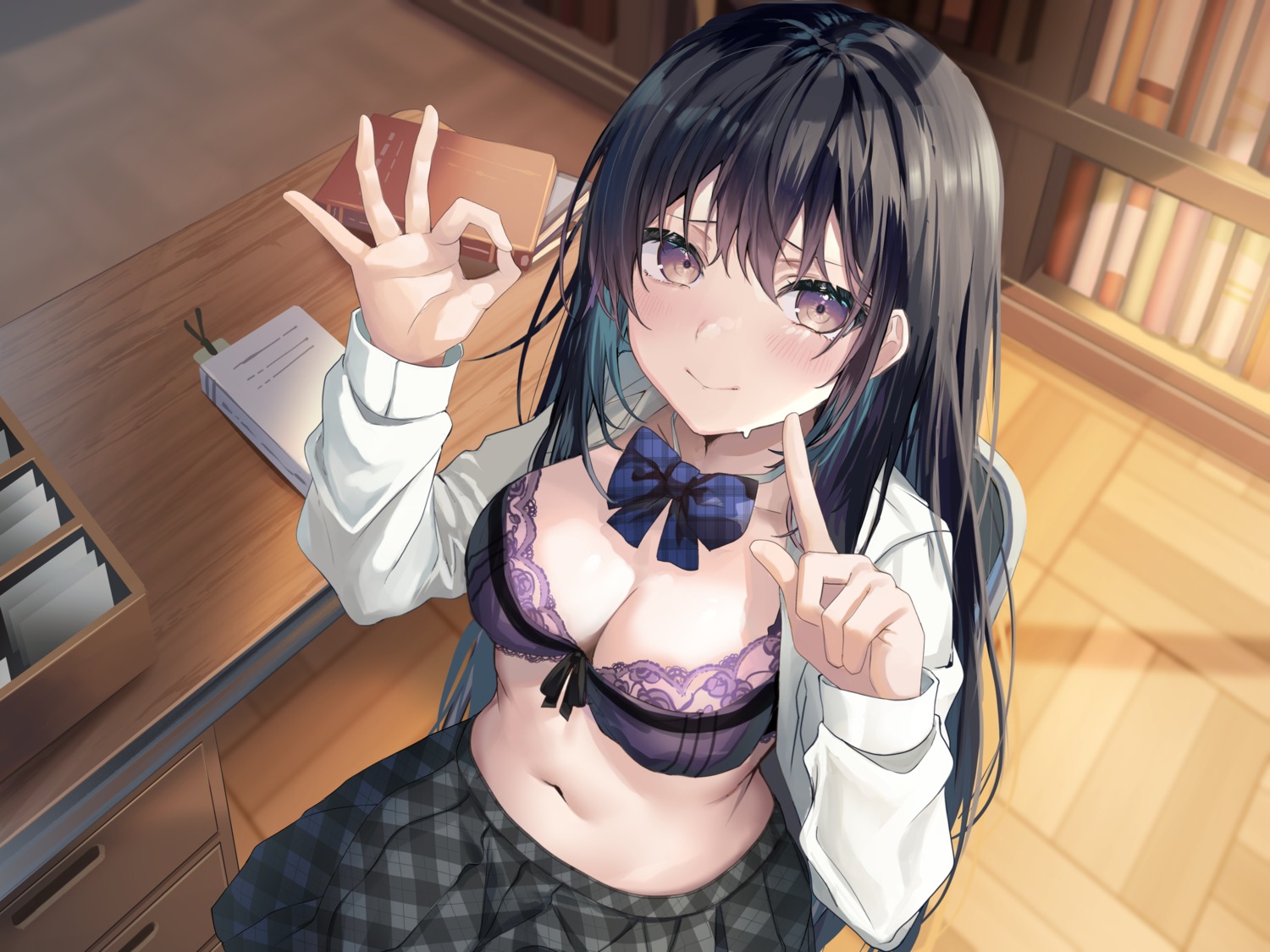 bra open_shirt seifuku yufou